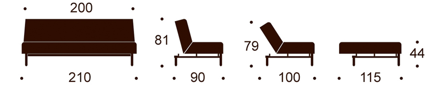 Диван Ample с ножками Styletto из темного дерева и черной рамой, темно-синий Innovation Living AMPLES1 - Вид №9