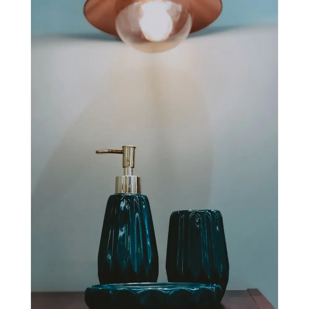 Дозатор для жидкого мыла Emerald, керамика, цвет изумрудный PROFFI HOME STLM-2173775 - Вид №2