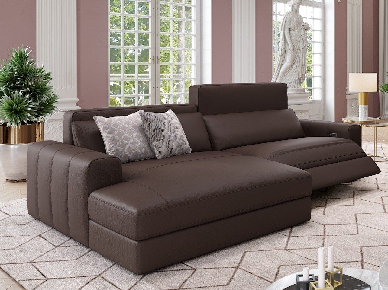 Кожаный диван с полуостровом Sofanella Capri ARCH-00095652 - Вид №3