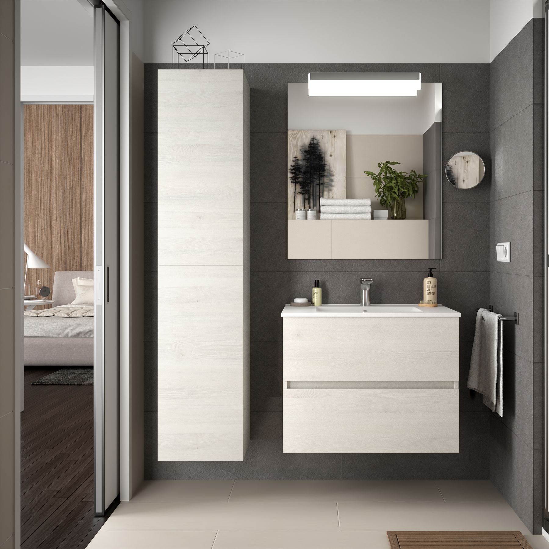 23223 SALGAR Колонна АЛЬЯНС 1600 двусторонняя 2-дверная нажимная SBIANCATO 350 x 1600 x 349 мм Sbiancato  - Вид №1