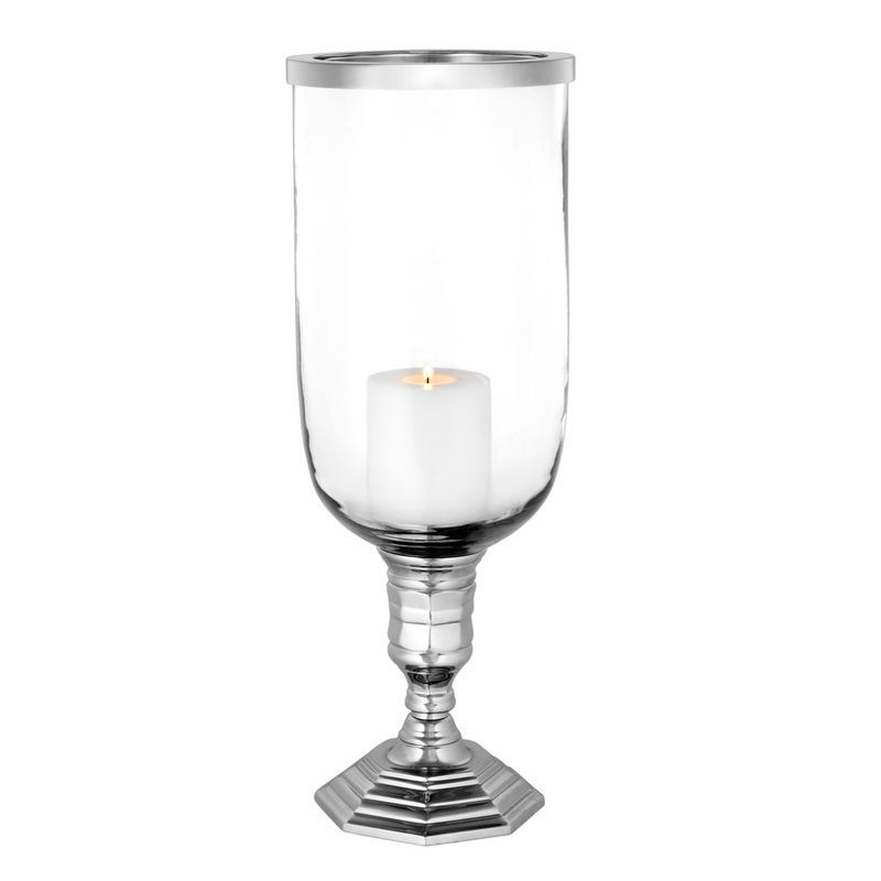 Подсвечник стеклянный на серебристой ножке Du Chetelet от Eichholtz EICHHOLTZ EICHHOLTZ 060289 Прозрачный;серебро  - Вид №1