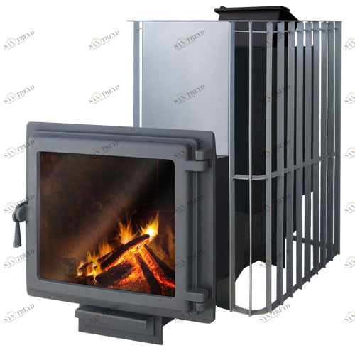 Печь для бани Этна Шторм 18 (Панорама) с закрытой каменкой 4669