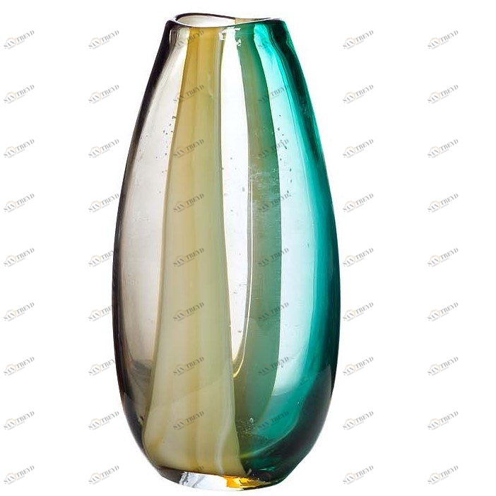 Ваза стеклянная зеленая 30 см от Garda Decor GARDA DECOR - 033977 Бежевый;голубой 