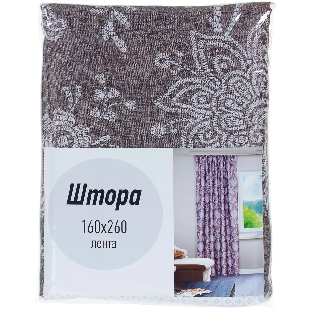 Штора на ленте Королевский цветок 160х260 см цвет коричневый 18202891 STLM-2165207 WITERRA  - Вид №5