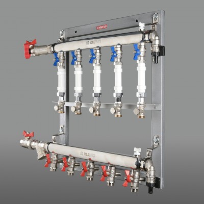 VT.GPM.05S04.R6 Узел этажный для поквартирного учета тепловой энергии Valtec 3/4", 6 вых., ввод справа  - Вид №1