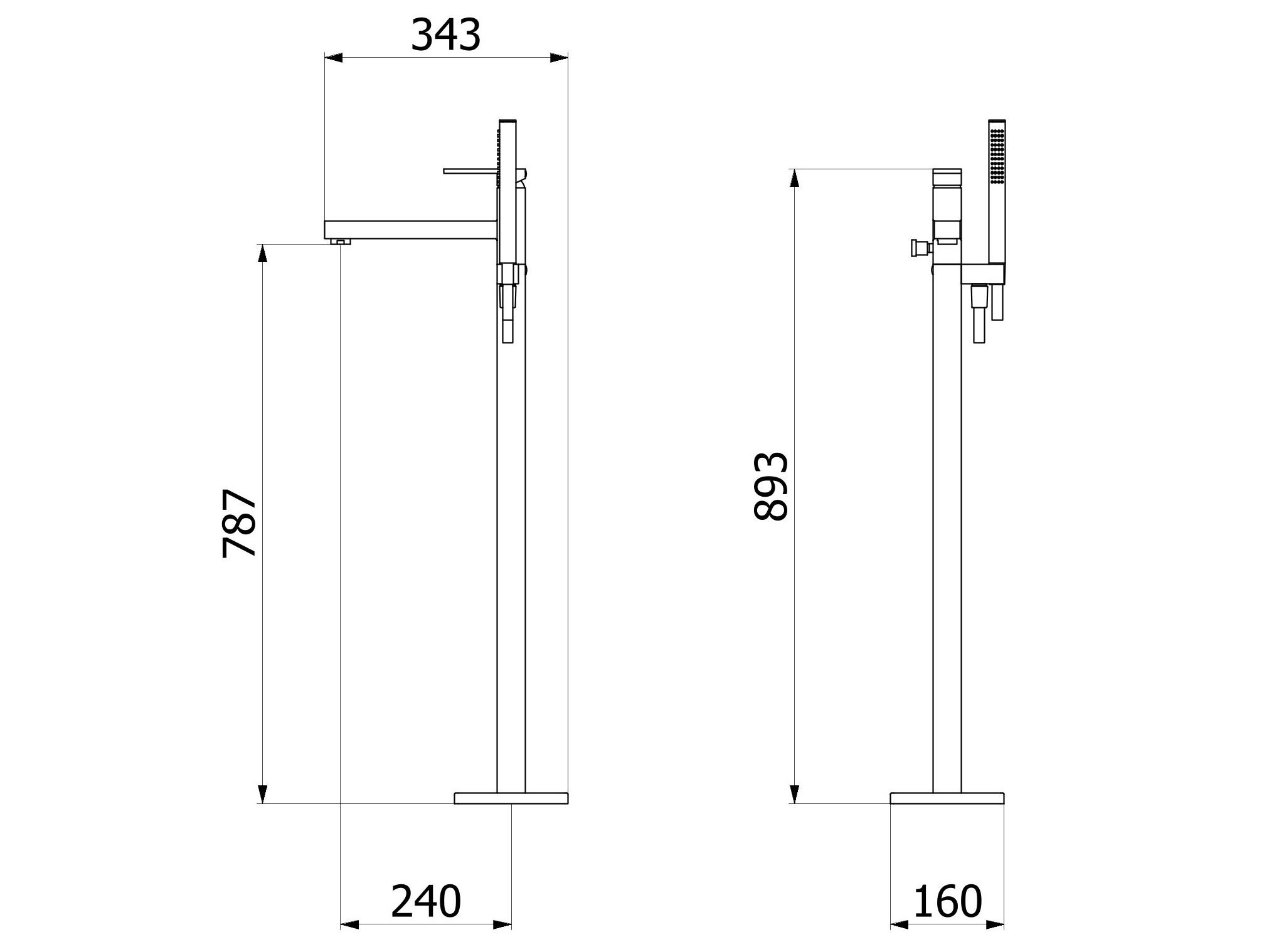 Напольный смеситель для ванны с ручным душем IB сердцеед ARCH-00019867 - Вид №1