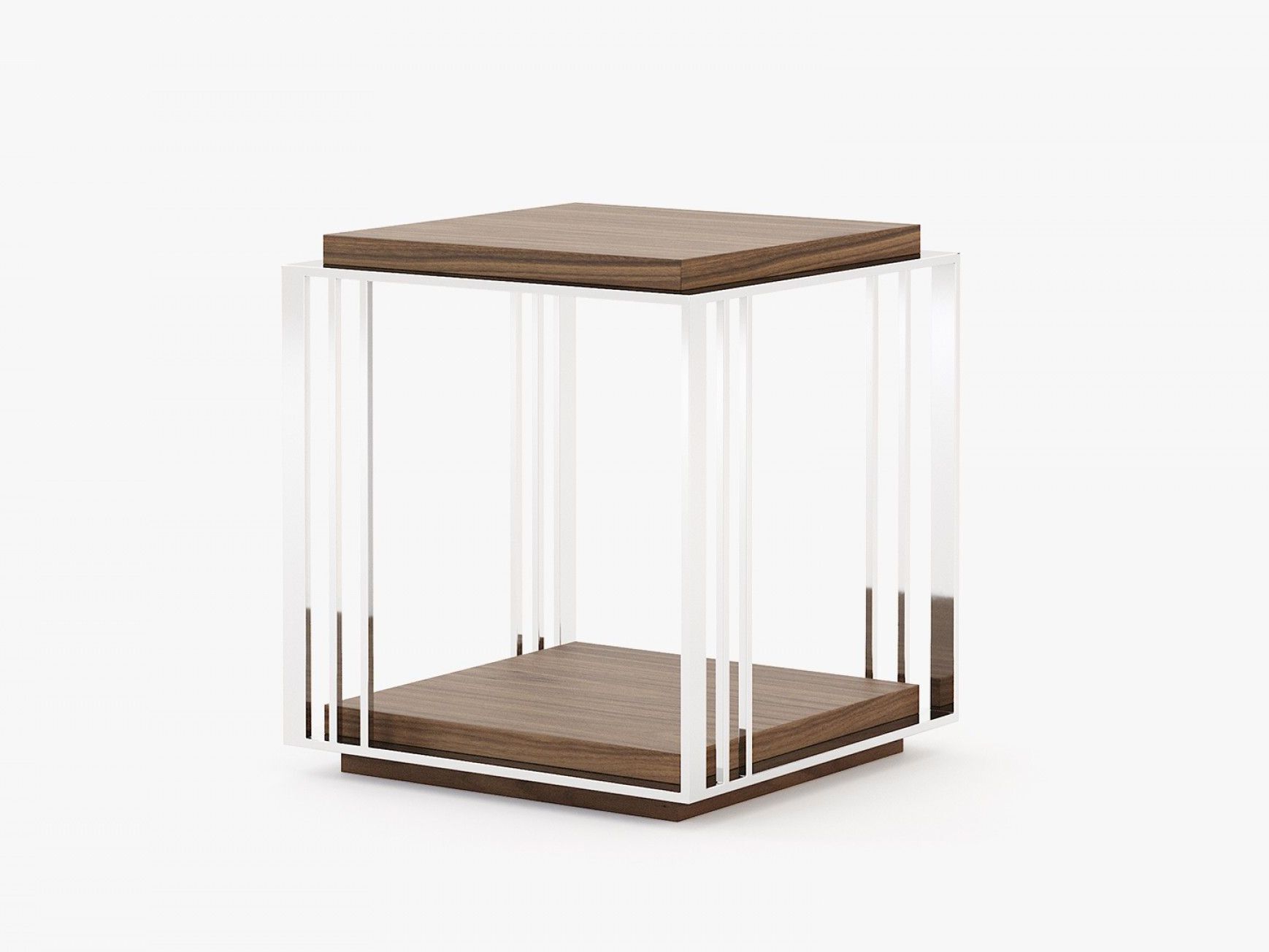 Квадратный журнальный столик из нержавеющей стали и дерева Laskasas ARCH-00053340 - Вид №6
