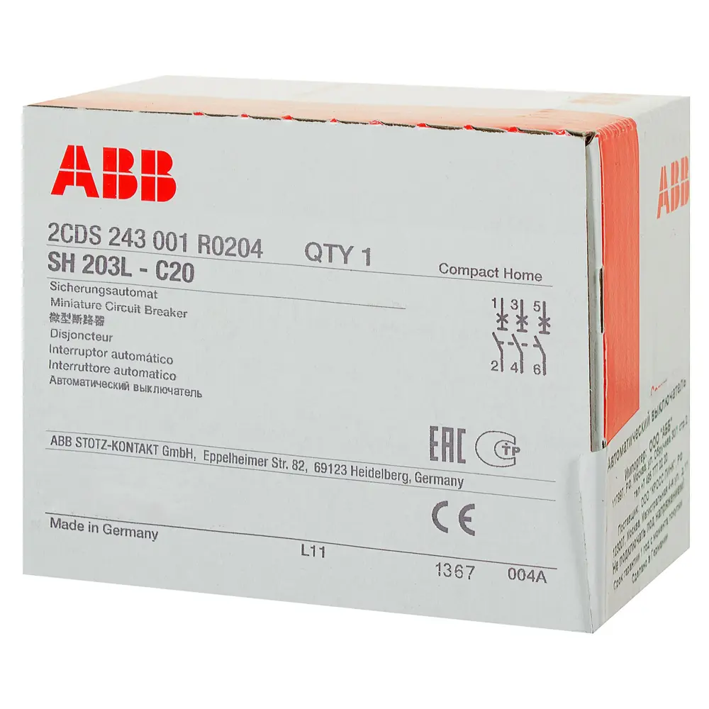 Автоматический выключатель ABB SH203L 3P C20 А 4.5 кА 2CDS243001R0204 STLM-2046645 - Вид №3
