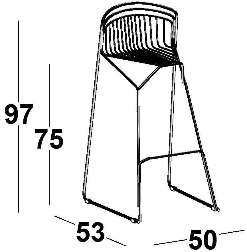 Luxy Табурет из стали с высокими санками и спинкой Ribelle sun-id-1503333 - Вид №6