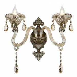 Бра на 2 лампы с подвесками бронзовое Asia 61082/2 BR ILAMP СВЕЧА 00-3949151 Бронза;прозрачный