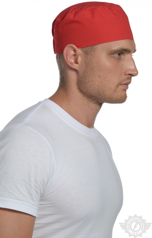 61167 Головной убор "Таблетка" ткань "Тиси" красная  Одежда для поваров  размер 57-58 Спецодежда  - Вид №3