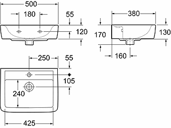 85012 Подвесная раковина настенная прямоугольная IFO  белая  - Вид №2