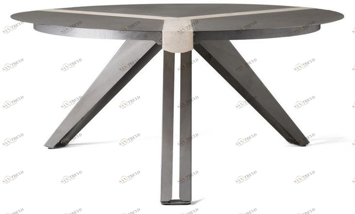 Officine Tamborrino Круглый стол из стали и дерева sun-id-1465243