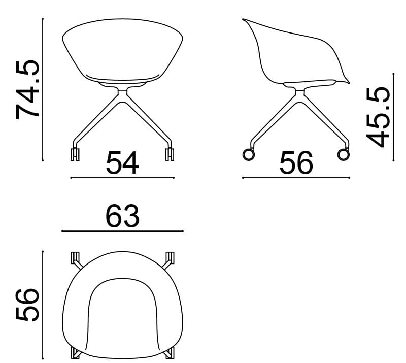 4-спицевое кресло со встроенной подушкой Arper Duna 02 ARCH-00144176 - Вид №10