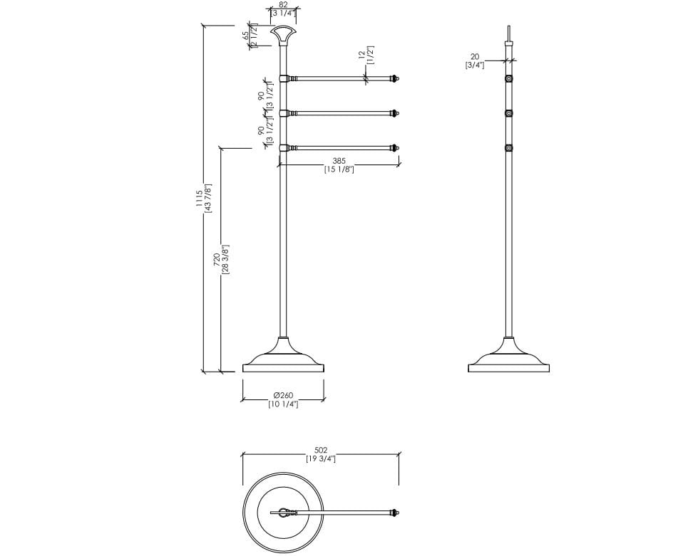 Латунный держатель для полотенец Devon&Devon Single ARCH-00146265 - Вид №1