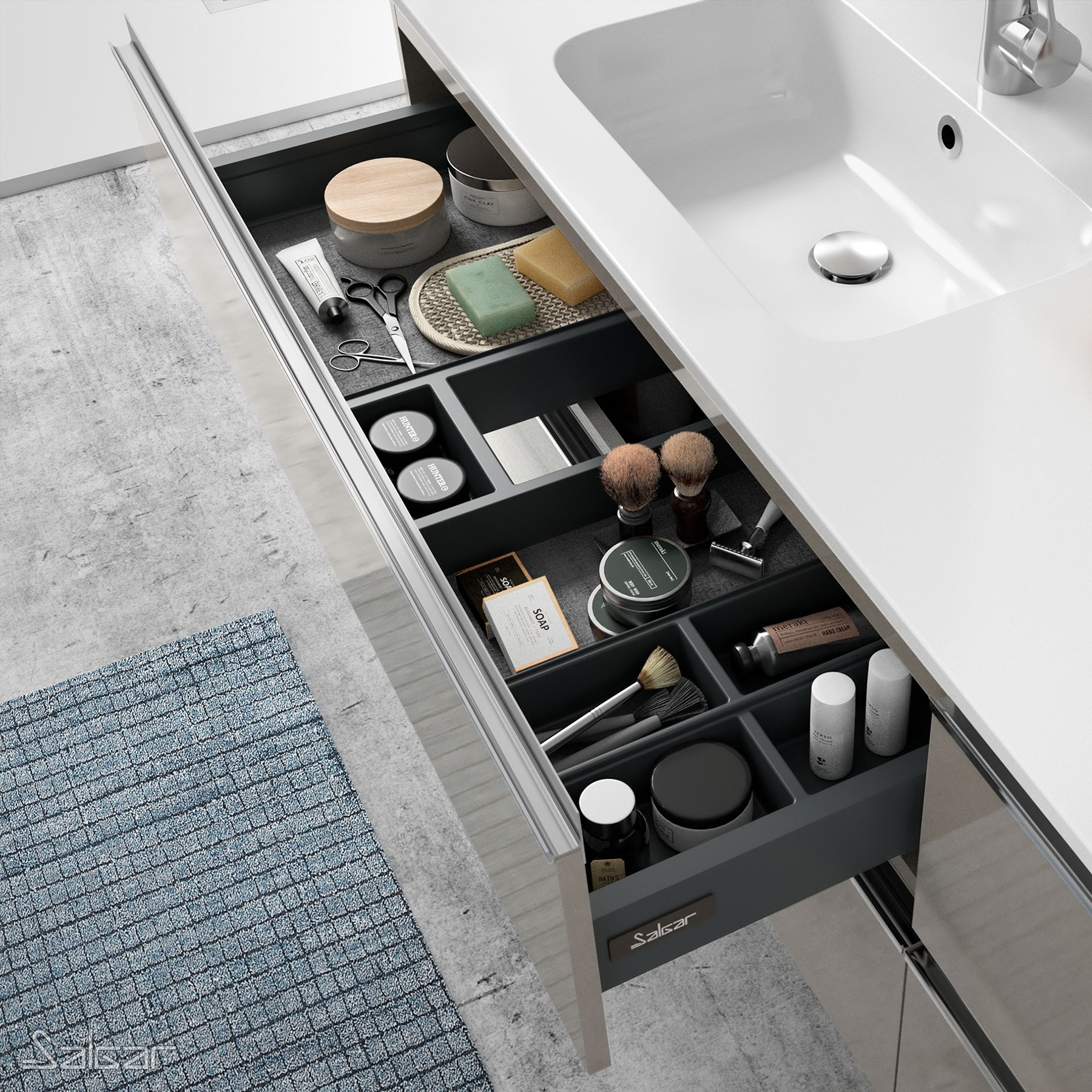 26633 SALGAR Мебель для умывальника SPIRIT 600 2 металлических ящика GLOSS TAUPE 598 x 540 x 450 мм Глянцево-серо-коричневый - Вид №2