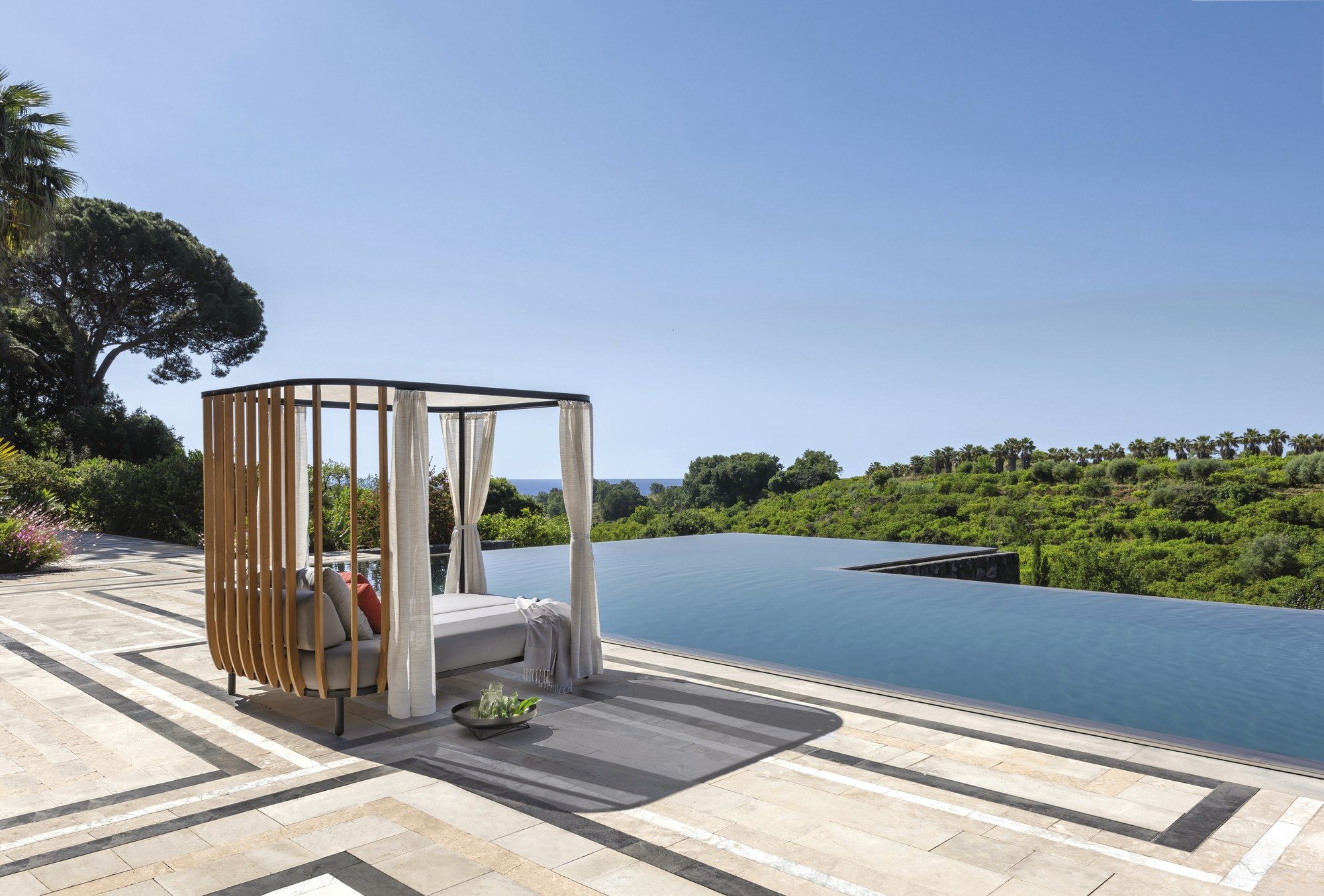 Садовая кровать с балдахином из тикового дерева и нержавеющей стали Ethimo качели ARCH-00094416