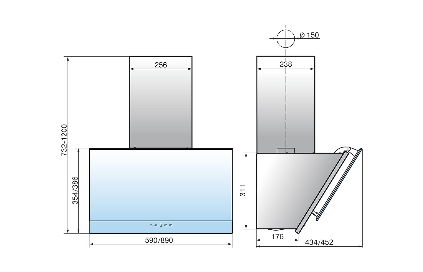 1254519 Вытяжка наклонная ELIKOR Жемчуг S4 90П-700-Е4Д белый STDN-0121551 - Вид №1
