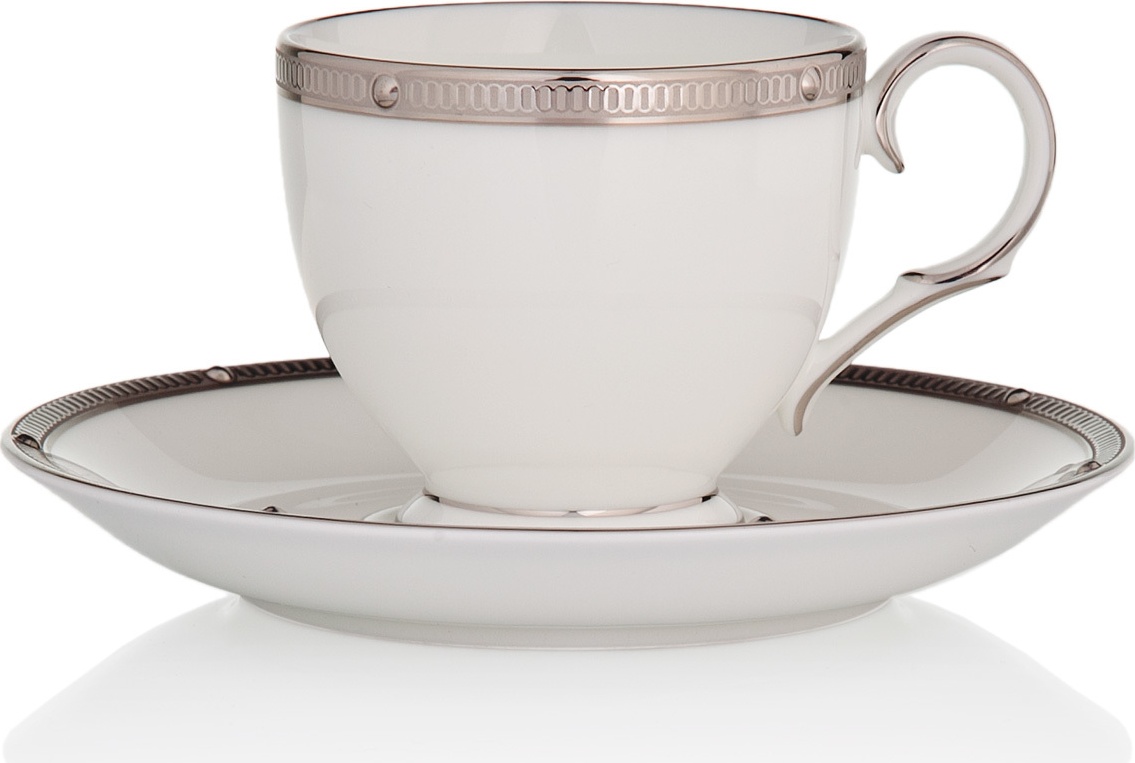 1051804 Noritake Чашка кофейная с блюдцем Noritake "Рочель,платиновый кант" 90мл Фарфор костяной 