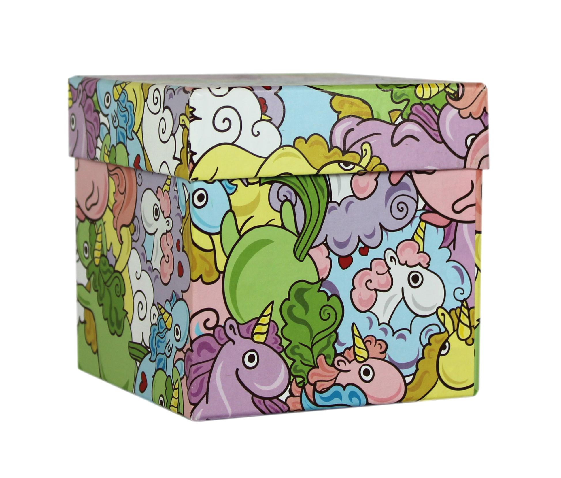 510545 Коробка подарочная "Цветные единороги", 10 х 10 х 10 см Santreyd 