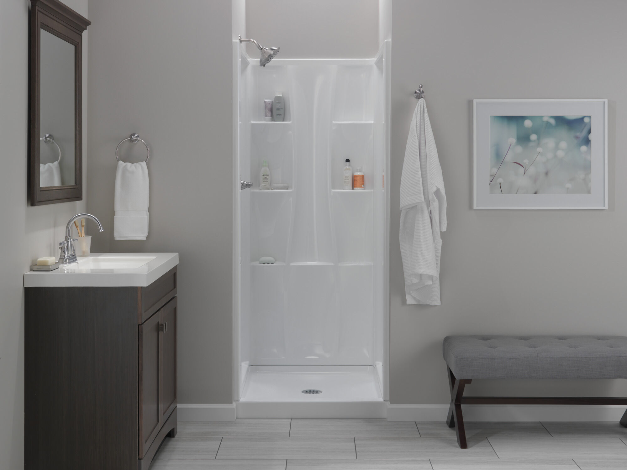 Настенная душевая кабина Classic 400 32 x 32 дюйма Delta Faucet B78910-3232-WH - Вид №2