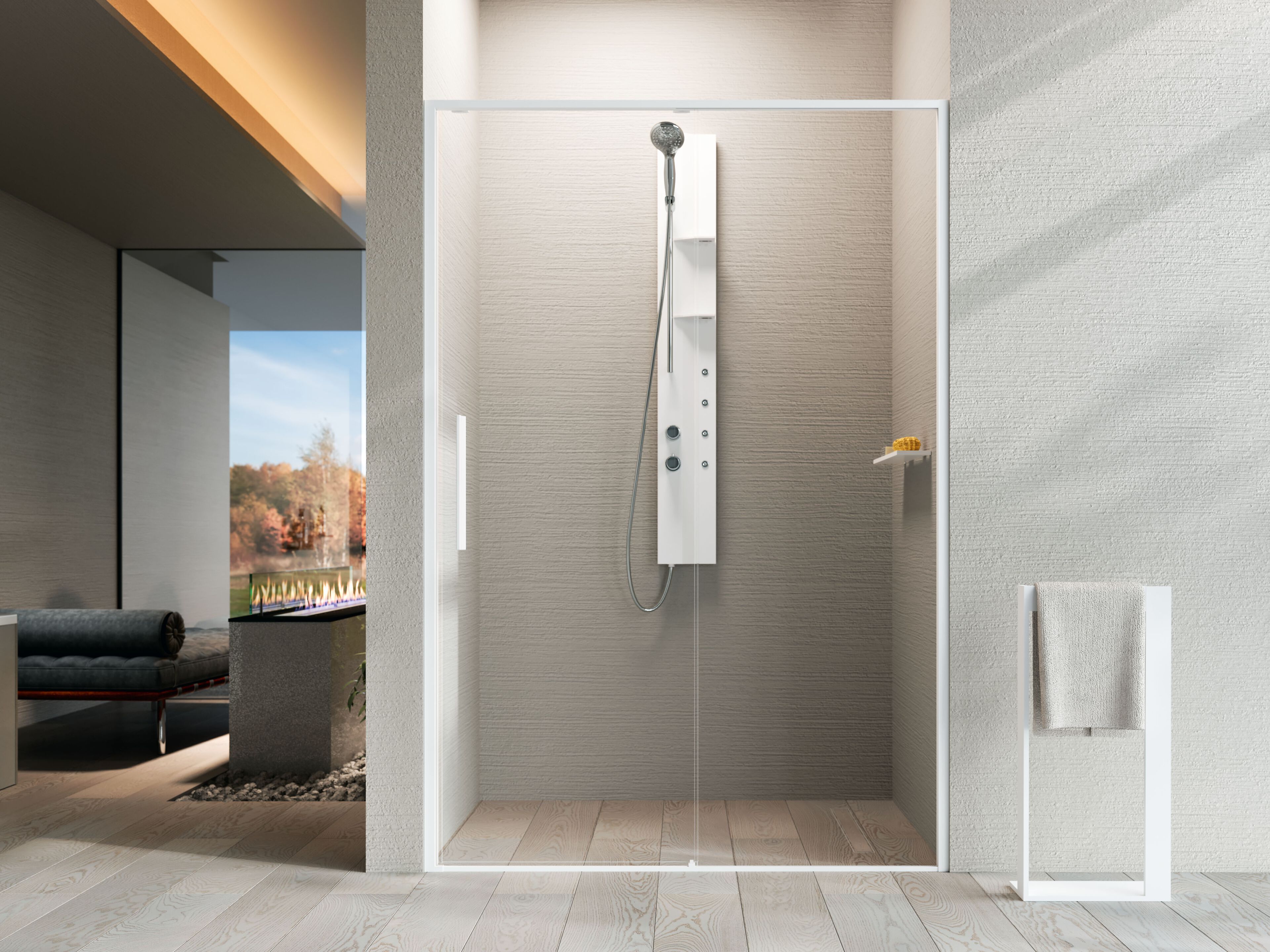 Алюминиевая и стеклянная нишевая душевая кабина Novellini Рига ARCH-00033616