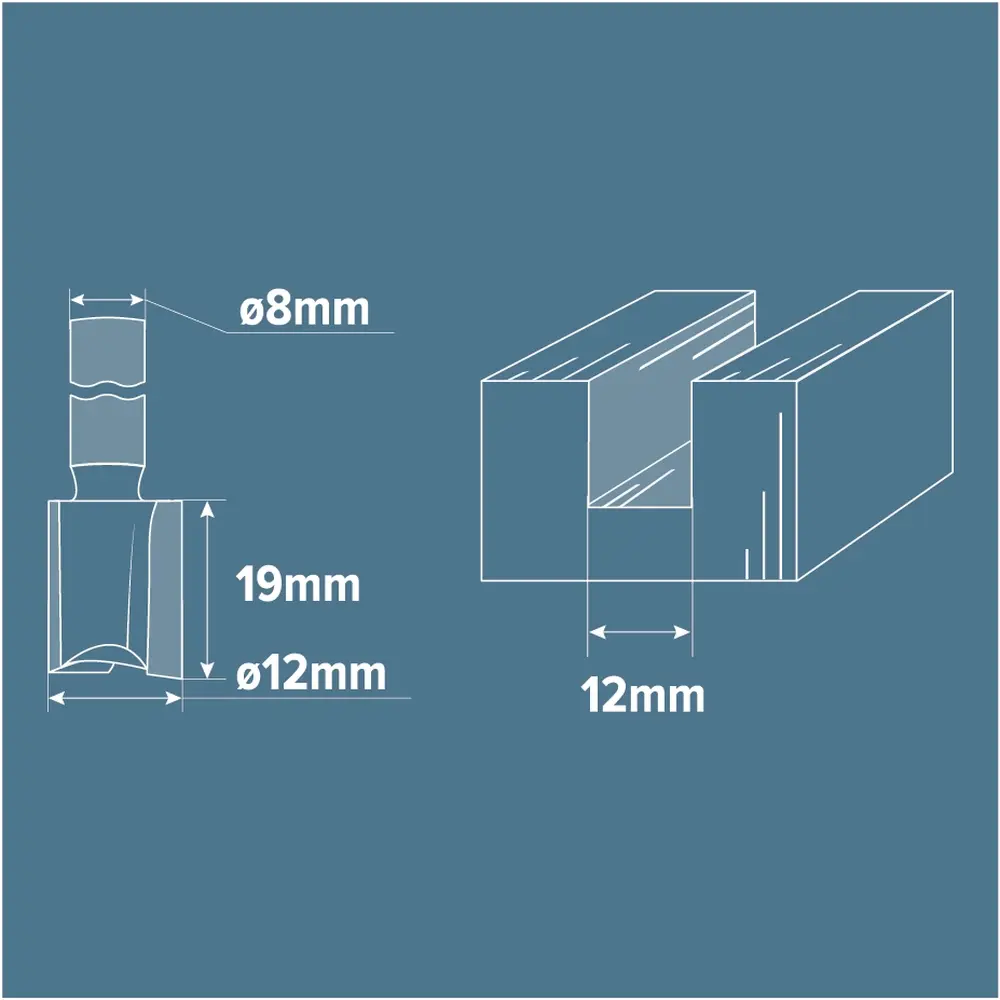 Фреза пазовая прямая Brigadier, D12х19 мм STLM-2159232 - Вид №3