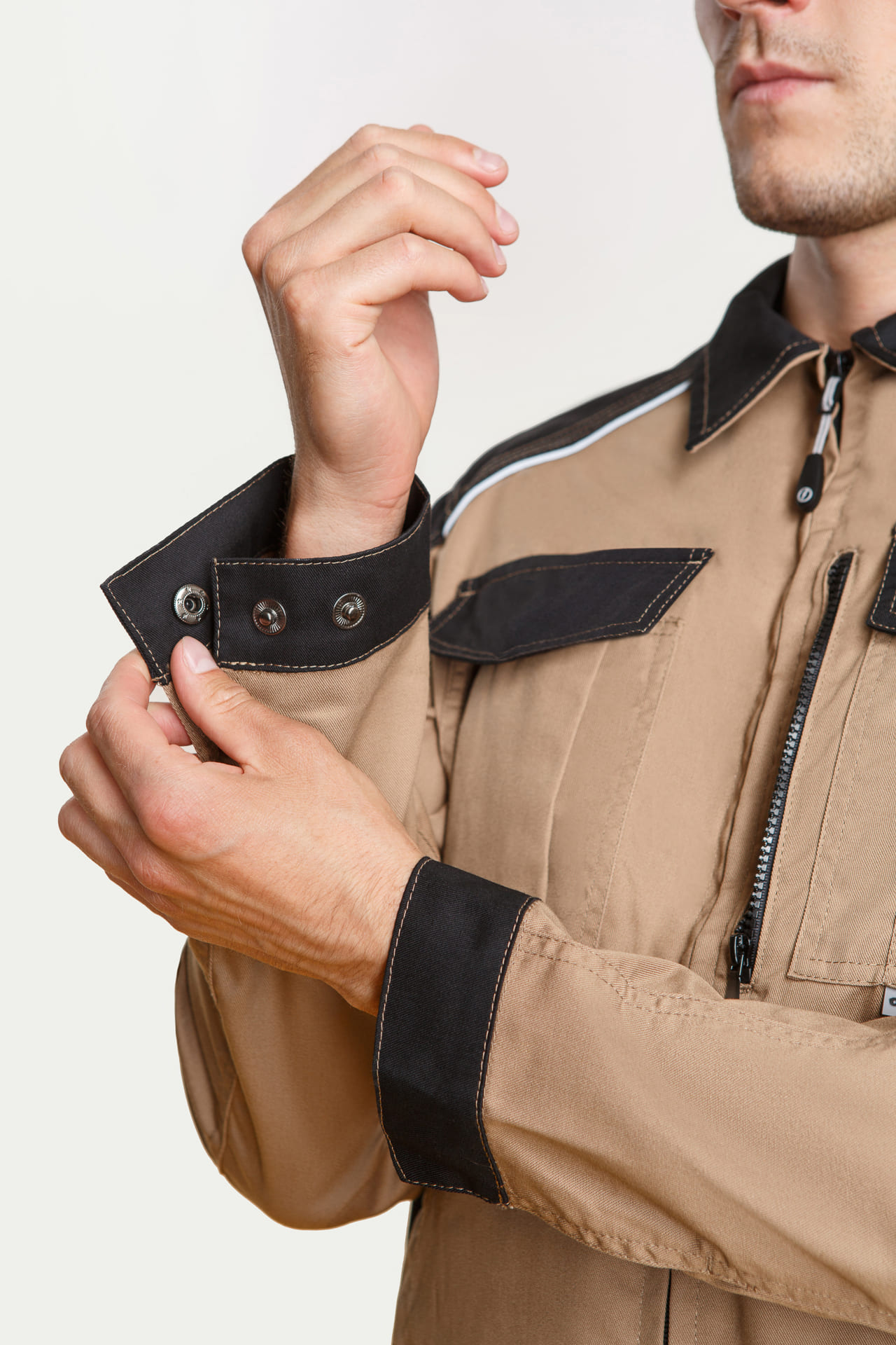 64631 Костюм  NEW 2 бежевый с черным STATUS  Летняя спецодежда  размер 52-54/170-176  - Вид №11