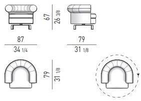 Minotti Вращающееся кресло из ткани с кожаной оболочкой Mattia sun-id-1389040 - Вид №3