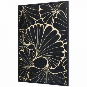 Панно интерьерное с цветочным мотивом 90х60 см черно-золотое Tomas Stern TOMAS STERN  00-3872662 Золото;черный;разноцветный