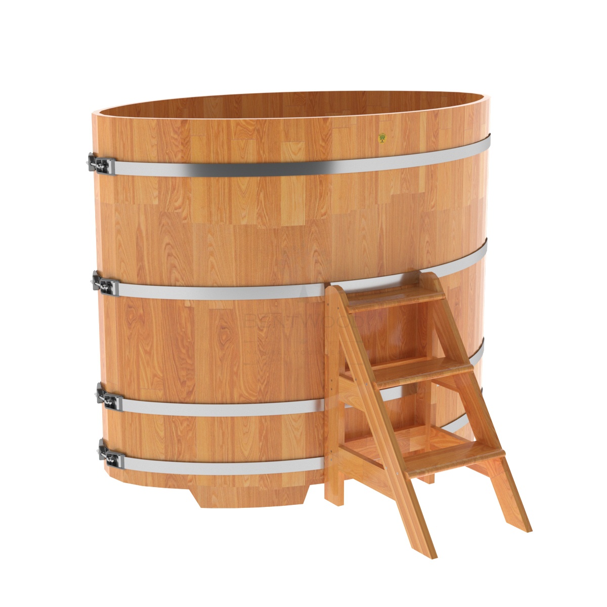 1534 Купель овальная из сращенных ламелей лиственницы 1,02х1,68х1,4 натуральная Alyarus 