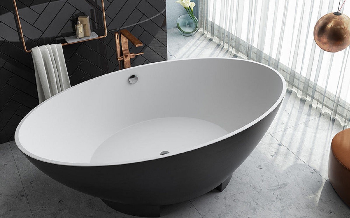 Ванна из искусственного камня Kerrock Tristan 00811 BLACK&WHITE Словения Kolpa-San  - Вид №2