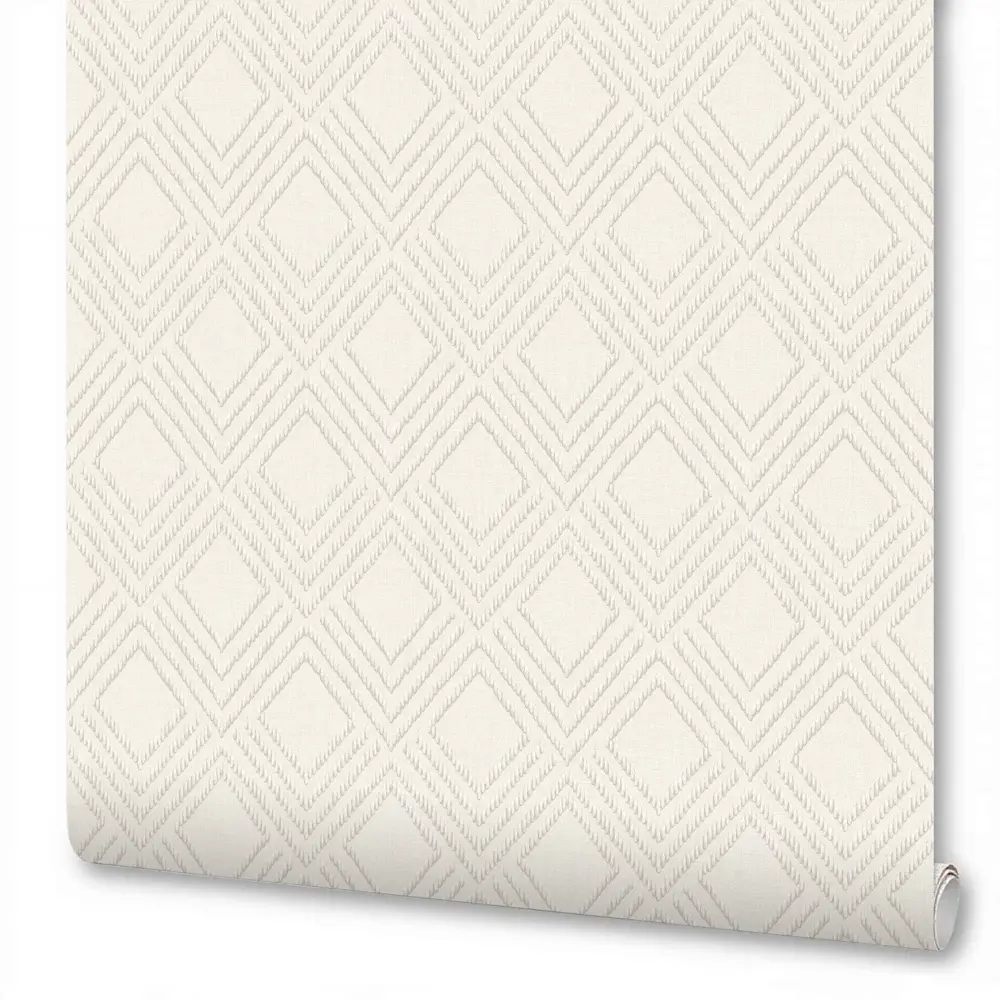 Обои флизелиновые Wallsecret Lana белые с геометрическим рисунком 89420071 STLM-1564336