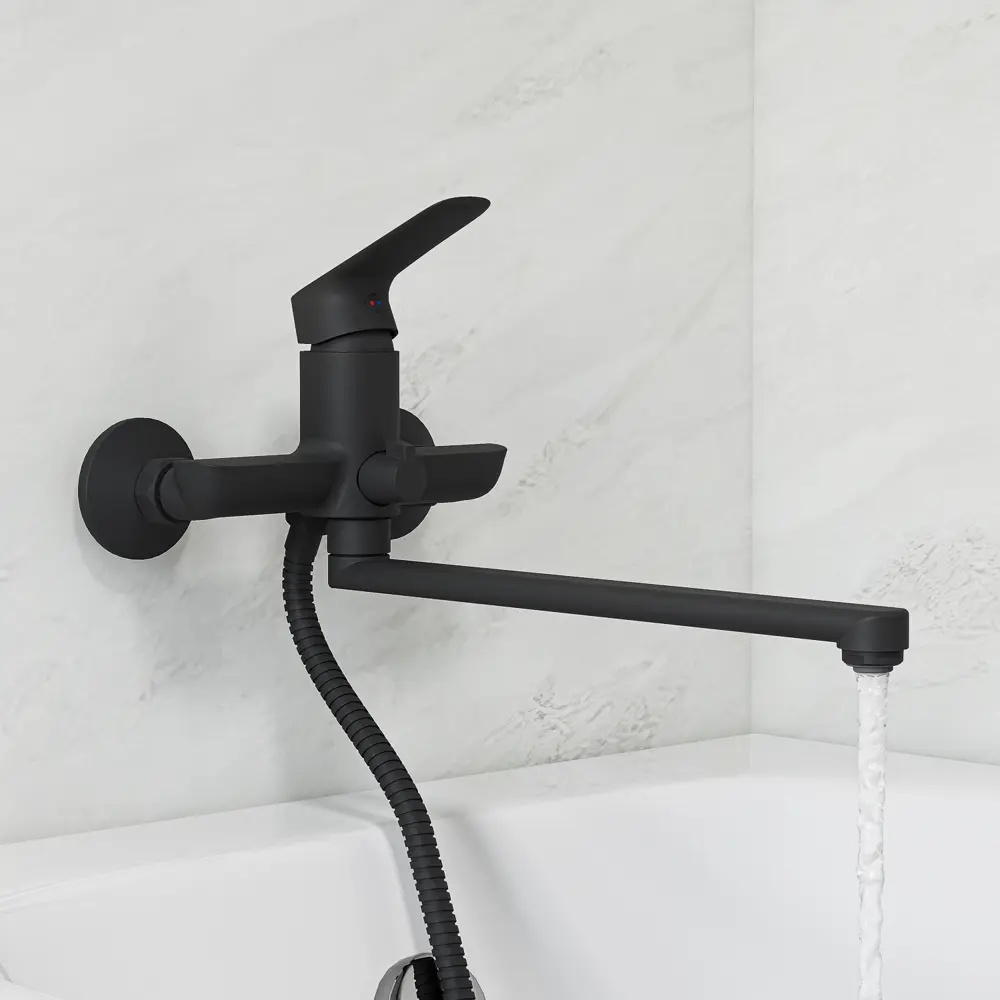 Смеситель для ванны Iddis Token однорычажный универсальный с лейкой и шлангом цвет черный STLM-2069956 - Вид №3