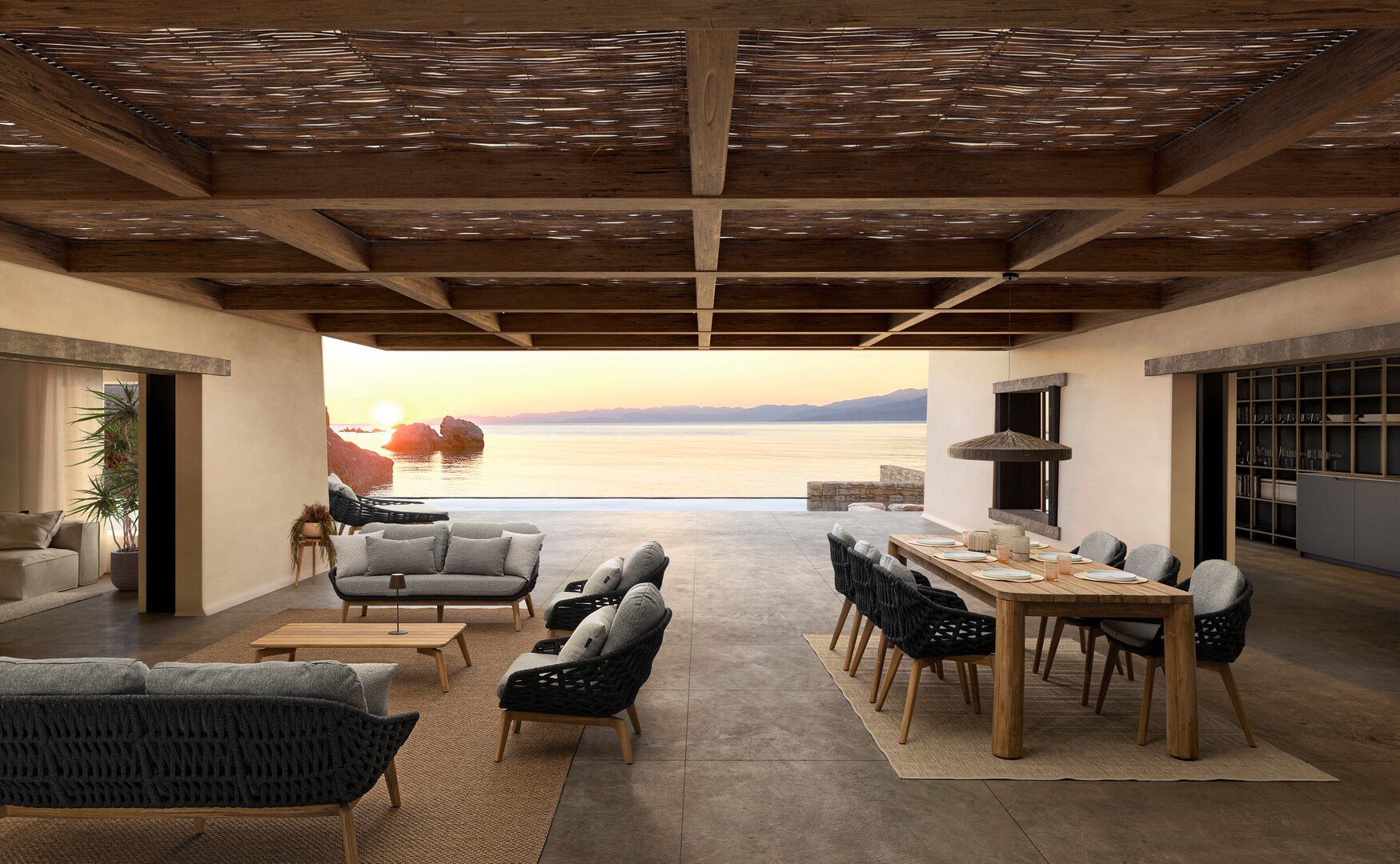 Веревочное и тканевое садовое кресло с подлокотниками BIZZOTTO Tamires ARCH-00119189 - Вид №2