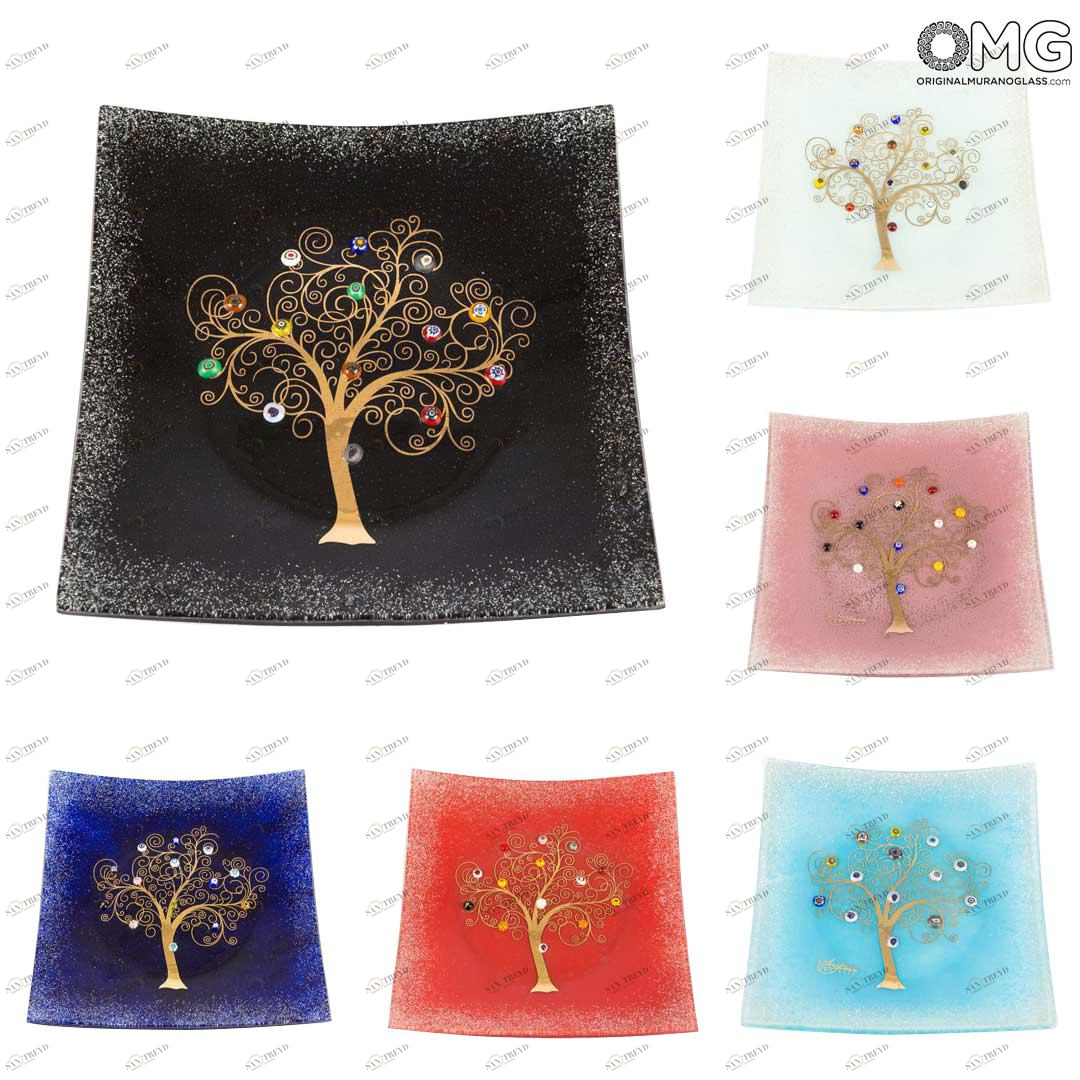 4396 ORIGINALMURANOGLASS Блюдце для мелочей - Древо Жизни - муранское стекло OMG 10 см 