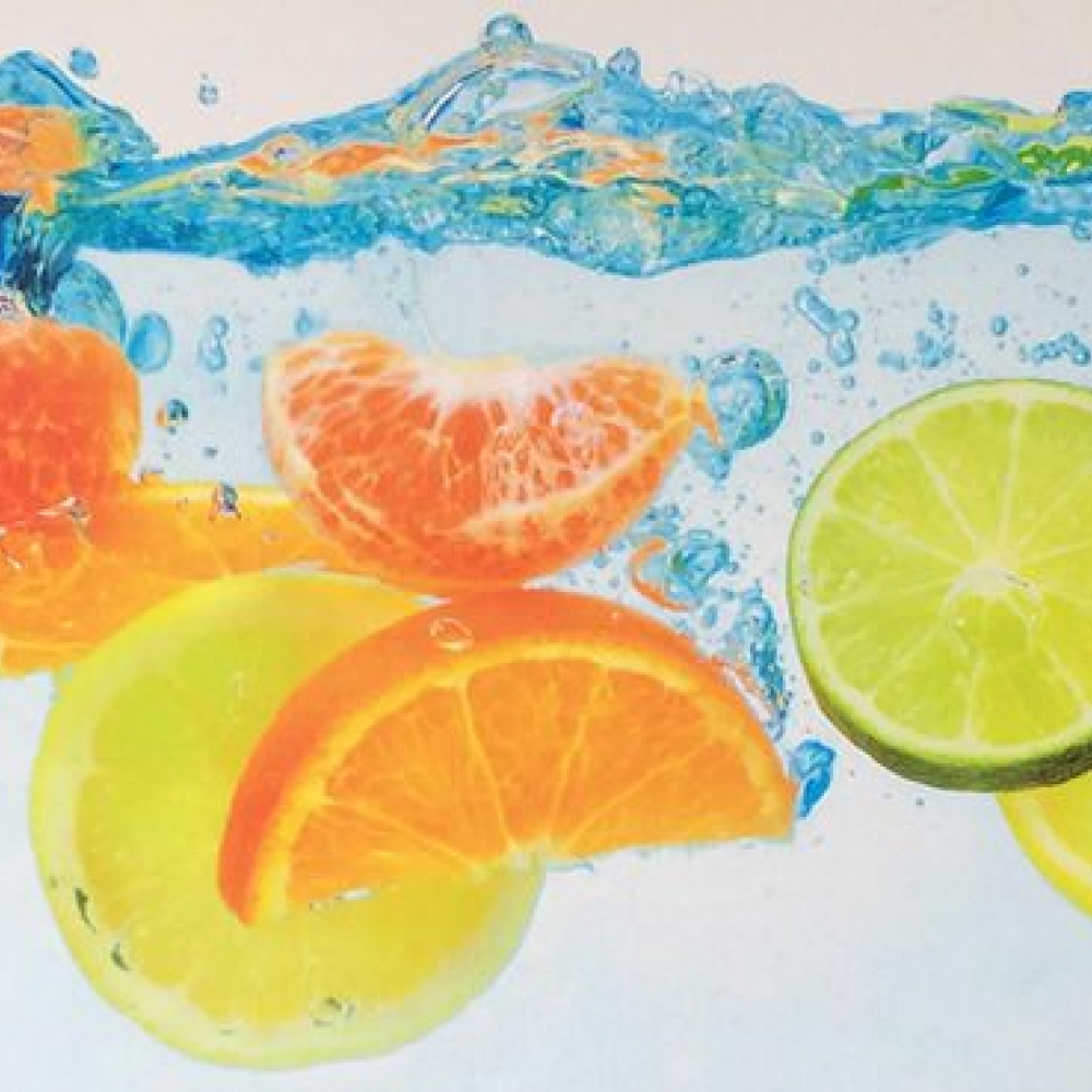 Кухонный фартук АБС Цитрус - Фрукты в воде (600*3000*1,5мм) STELLA STSR-1023