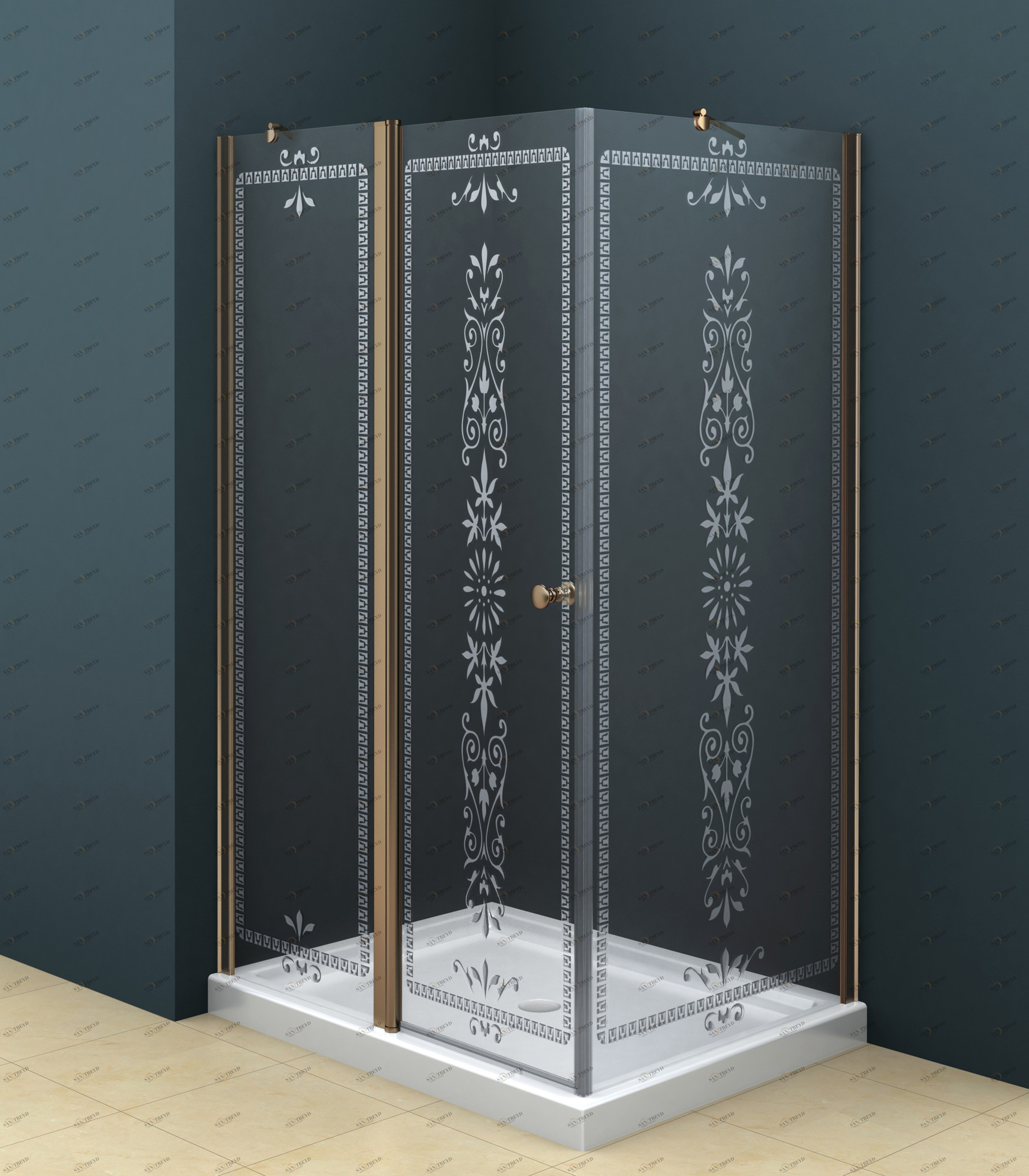 Душевой уголок CEZARES ROYAL PALACE-A-AH-12-100/90-CP-Br