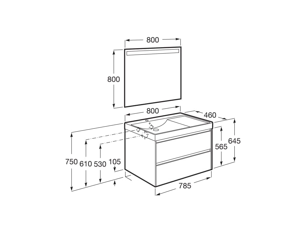 Деревянный одиночный умывальник с зеркалом Roca UNIK A8516 / A8517 ARCH-00015558 - Вид №30