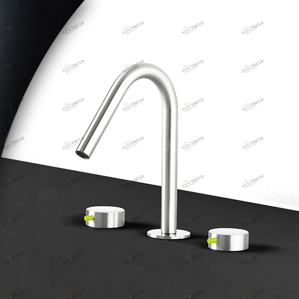 Смеситель для раковины сталь глянцевая с зеленой ручкой Toki Radomonte TKI23LCIL33