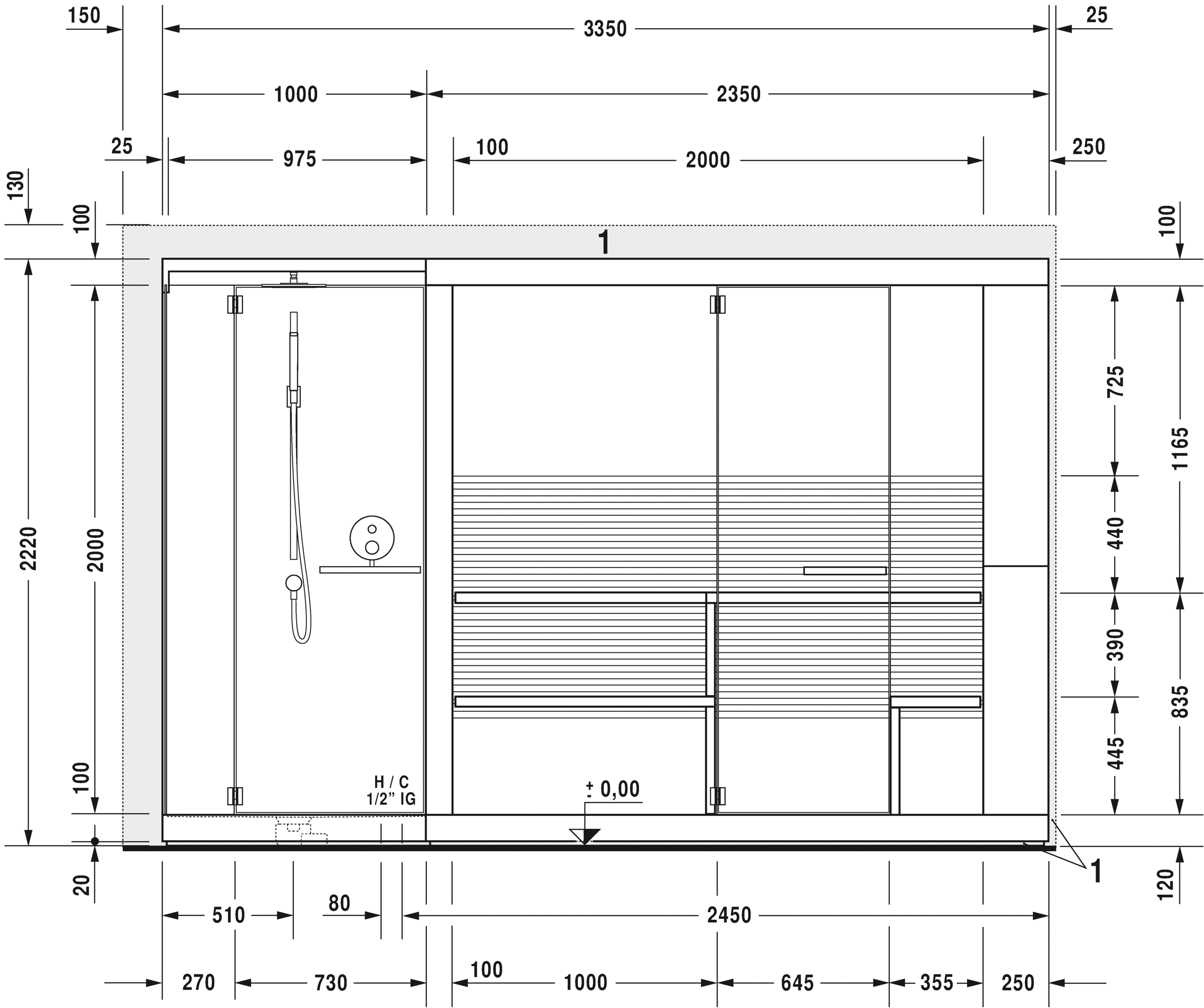 750513002011000 Inipi Сауна Inipi Ama, пристенный и угловой вариант
Исполнение: американский орех (нат.шпон) Белый глянцевый декор Duravit  - Вид №6
