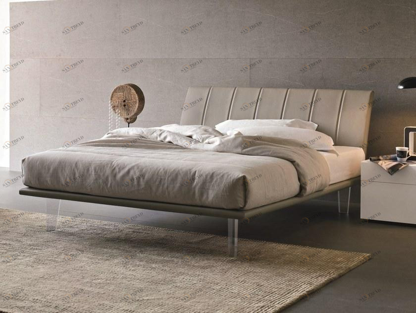 Gruppo Tomasella Двуспальная кровать из кожи с обитым изголовьем sun-id-1468539