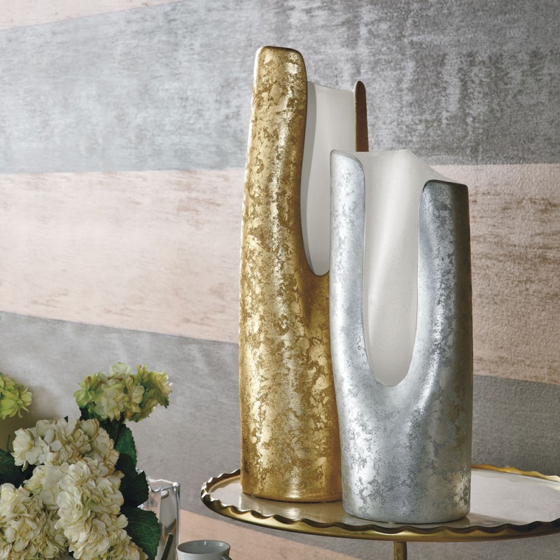 Q323X42 Керамическая калла Adriani e Rossi Внешнее сусальное серебро-внутреннее белое матовое 