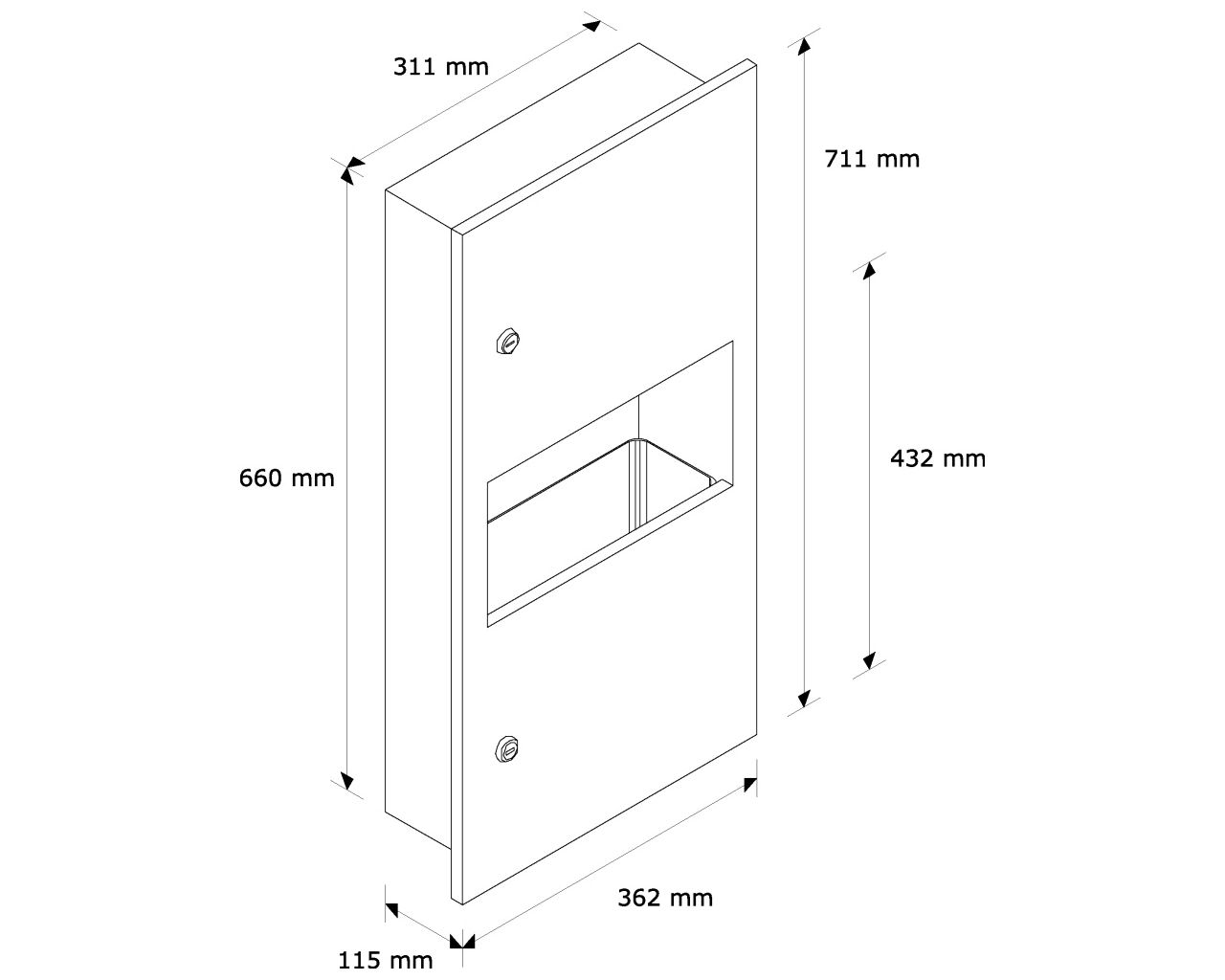 64623 Встраиваемый держатель для одинарных полотенец с корзиной, SIMPLICITY, матовая сталь Merida  - Вид №1