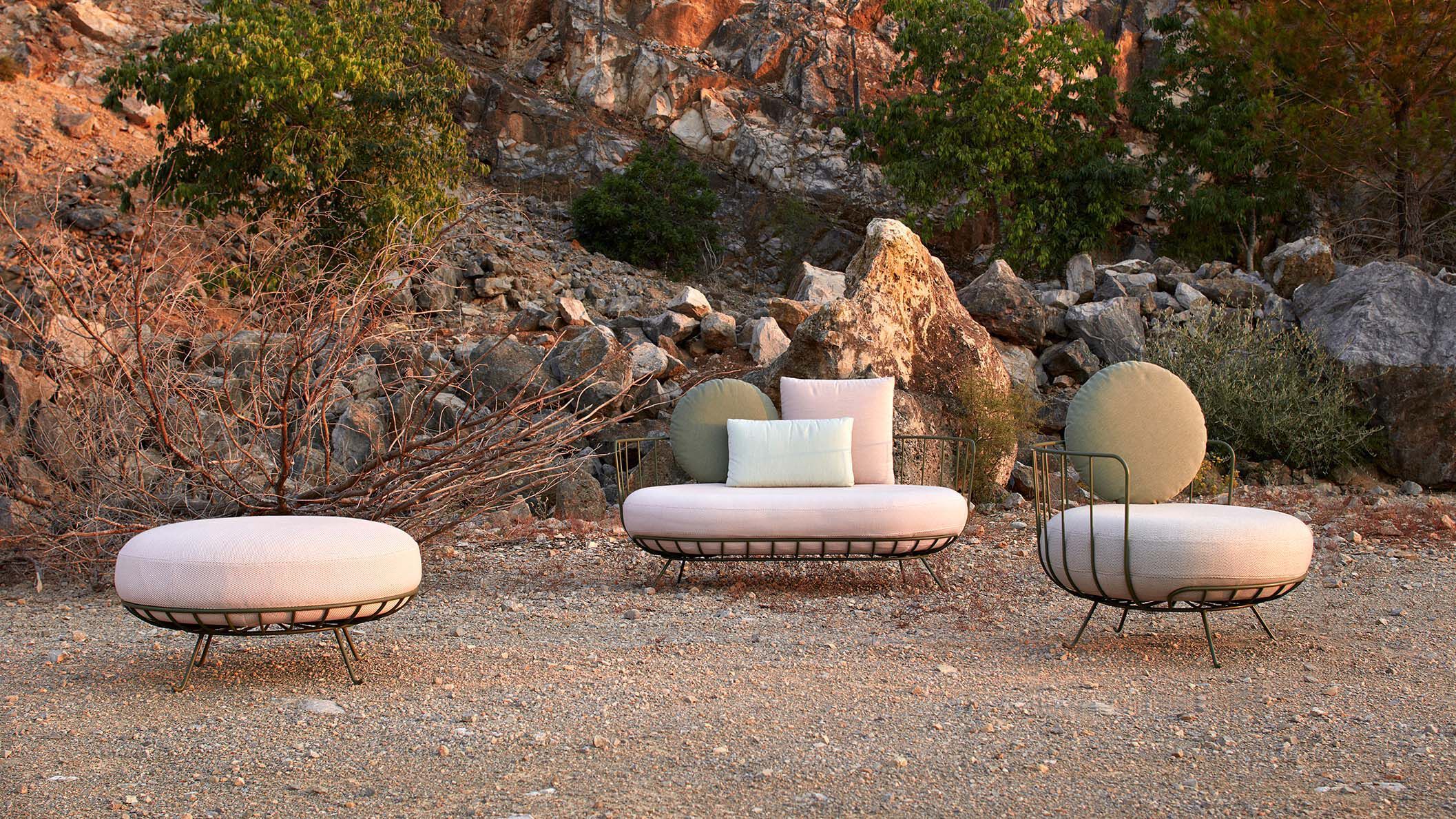 Стальной круглый садовый пуф calma Lou ARCH-00051898 - Вид №1