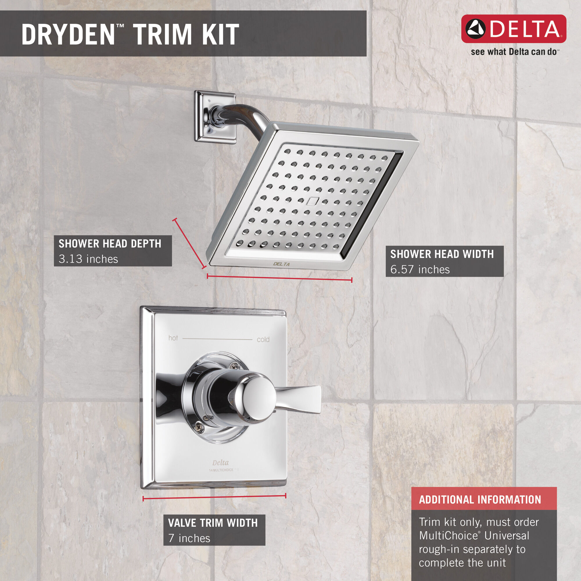 T14251 Облицовка для душа Monitor® серии 14 Delta Faucet Dryden Хром  - Вид №3