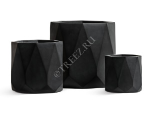 41.1020-0033-BLCK-57 Кашпо  ERGO - серия Rombo - Цилиндр-многогранник- Антрацит Цветочная коллекция