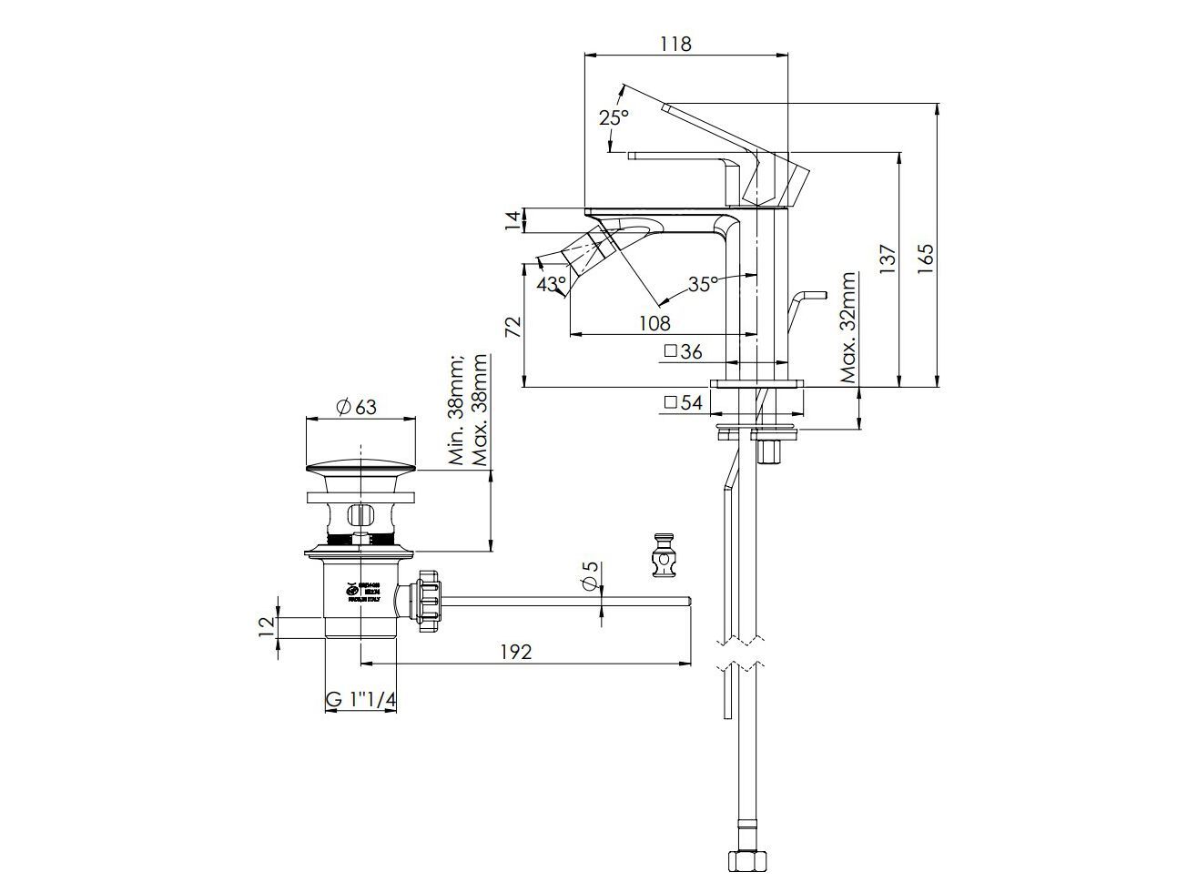 Смеситель для биде с одной ручкой Rubinetterie Mariani Icon ARCH-00107003 - Вид №2