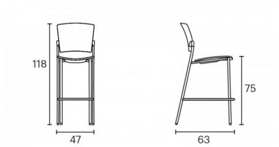 ENEA Табурет высокий полипропиленовый с подставкой для ног Eina sun-id-1491145 - Вид №2