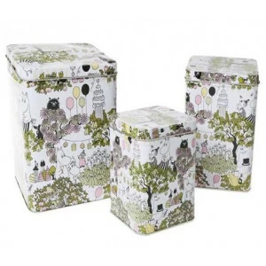 Набор банок муми-тролль в саду 3шт, Martinex LE-VILLAGE МУМИ-ТРОЛЛЬ 044731 Белый;желтый;серый